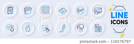 Elephant on ball, Social care and Square meter line icons for web app. Pack of Signature, No smoking, Cloud computing pictogram icons. Brand ambassador, Qr code, Rent car signs. Vector Elephant on ball, Social care and Square meter line icons for web app. Pack of Signature, No smoking, Cloud computing pictogram icons. Brand ambassador, Qr code, Rent car signs. Vector 116576797