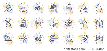 Outline set of Accounting, 5g technology and Meditation eye line icons for web app. Include Save planet, Nasal test, Report statistics pictogram icons. Documents, Intestine, Package size signs. Vector Outline set of Accounting, 5g technology and Meditation eye line icons for web app. Include Save planet, Nasal test, Report statistics pictogram icons. Documents, Intestine, Package size signs. Vector 116576864
