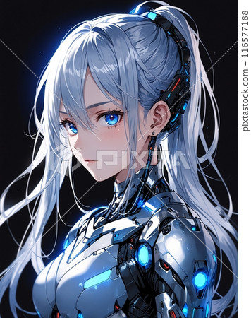 Woman with blue rays 116577188