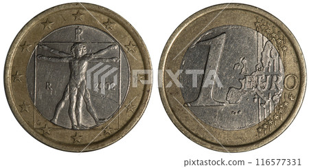 one euro, coin isolated on white background 116577331
