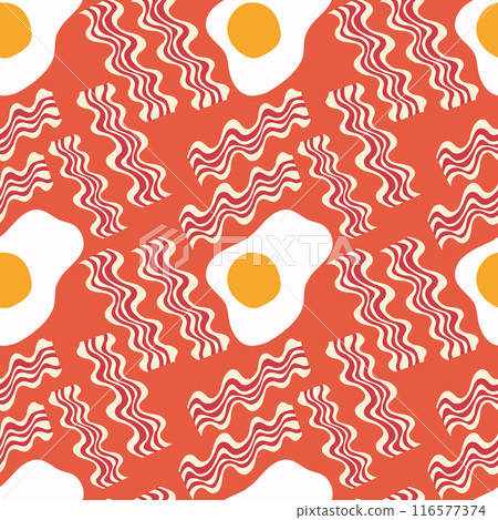 Seamless pattern with breakfast.Bacon and fried eggs. Seamless pattern with breakfast.Bacon and fried eggs. 116577374