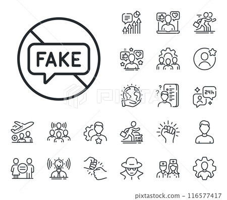 Stop propaganda conspiracy sign. Specialist, doctor and job competition outline icons. Fake news line icon. Wrong truth symbol. Fake news line sign. Avatar placeholder, spy headshot icon. Vector Stop propaganda conspiracy sign. Specialist, doctor and job competition outline icons. Fake news line icon. Wrong truth symbol. Fake news line sign. Avatar placeholder, spy headshot icon. Vector 116577417
