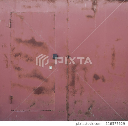 old metal warehouse door, hangar 116577629