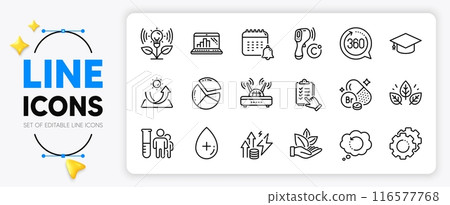 Calendar, Pie chart and Energy inflation line icons set for app include Graduation cap, Settings gears, Organic tested outline thin icon. Oil serum, Recovery data. Yellow 3d stars with cursor. Vector Calendar, Pie chart and Energy inflation line icons set for app include Graduation cap, Settings gears, Organic tested outline thin icon. Oil serum, Recovery data. Yellow 3d stars with cursor. Vector 116577768