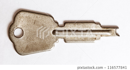 old metal key isolated on white background, high resolution photo old metal key isolated on white background, high resolution photo 116577841