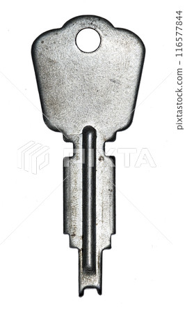 old metal key isolated on white background, high resolution photo 116577844