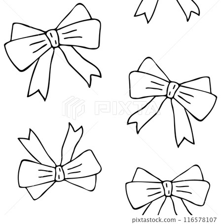 Vector seamless pattern of hand drawn bow tie 116578107
