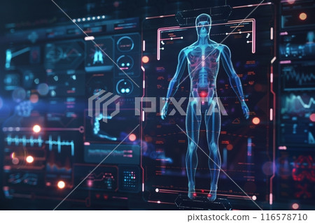 顯示各種健康指標全像圖和複製空間的未來人體掃描儀 116578710