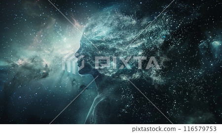 Spiritual consciousness journey through the universe with copy space 116579753