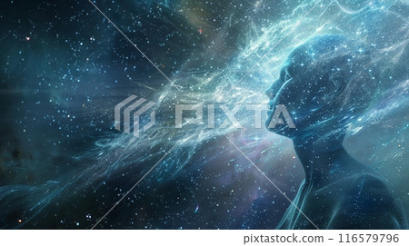 Spiritual consciousness journey through the universe with copy space 116579796