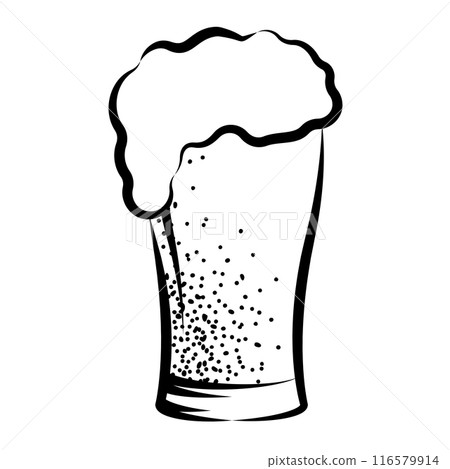 Sketch of a beer glass with foam Vector illustration 116579914