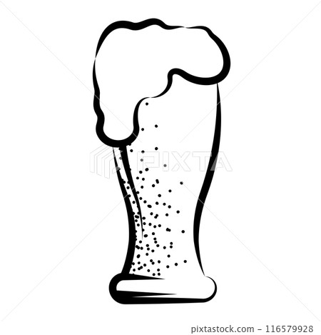 Sketch of a beer glass with foam Vector illustration 116579928