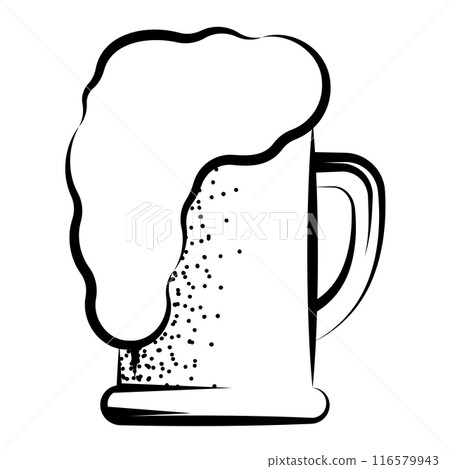 Sketch of a beer glass with foam Vector illustration 116579943