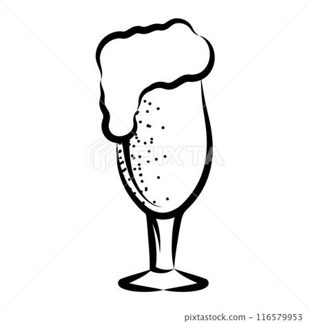 Sketch of a beer glass with foam Vector illustration 116579953