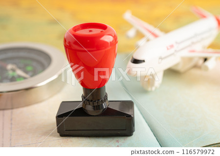 Approved Stamp visa and passport document to immigration at airport in country. Approved Stamp visa and passport document to immigration at airport in country. 116579972