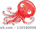 紅色章魚簡單插畫 116580008