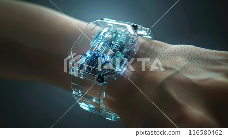 Futuristic hologram smartwatch and copy space 116580462
