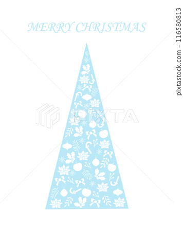 White and light blue Christmas tree card White and light blue Christmas tree card 116580813