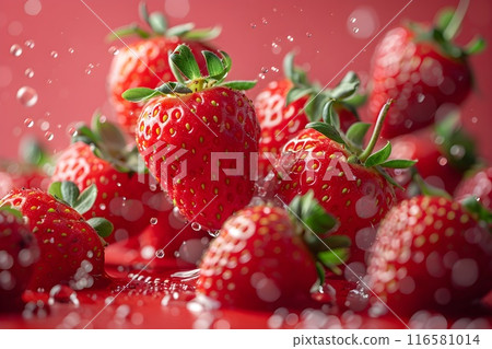 Fresh strawberries studio shot 17 AI generated image 116581014