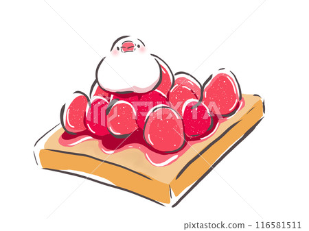 White-streaked Java Sparrow on Strawberry Jam Toast 116581511