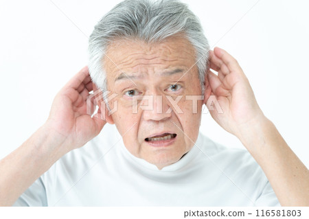 Senior man can't hear Senior man can't hear 116581803