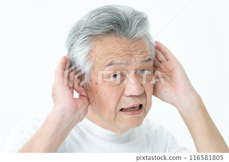 Senior man can't hear Senior man can't hear 116581805