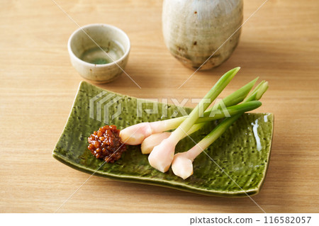 Ginger leaves with moromi miso 116582057