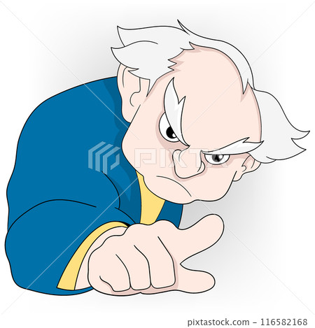 Stern Elderly Man Giving a Serious Advice with a Pointed Finger 116582168