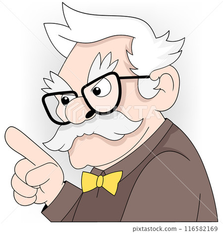 Wise Elderly Man Giving Advice with a Serious Expression 116582169
