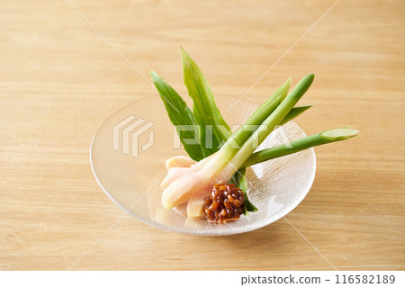 Ginger leaves with moromi miso 116582189