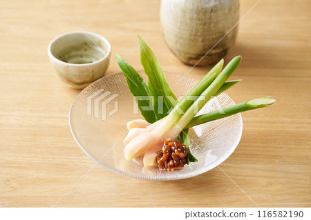 Ginger leaves with moromi miso 116582190