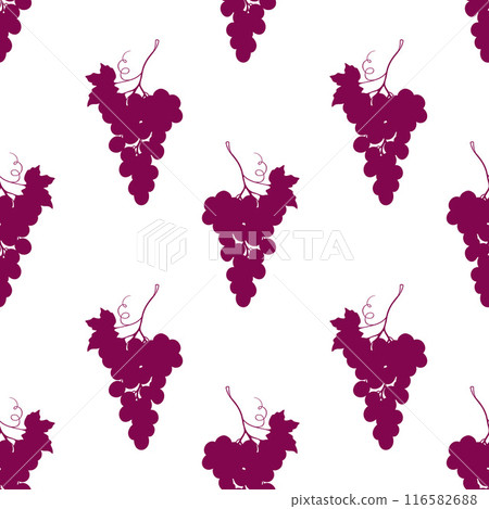 Pattern grape silhouette burgundy color on white background. 116582688