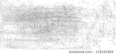 Pixelated grain gradient texture bitmap. Dither grunge background. Abstract dotted glitchy overlay. Video game screen wallpaper. Retro comic pixel art backdrop. Rough speckles effect vector 116582969