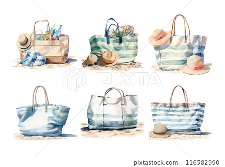 Beach Bag, Summer Illustration. Watercolor Style 116582990