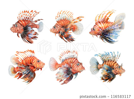 Lionfish, Summer Illustration. Watercolor Style. 116583117