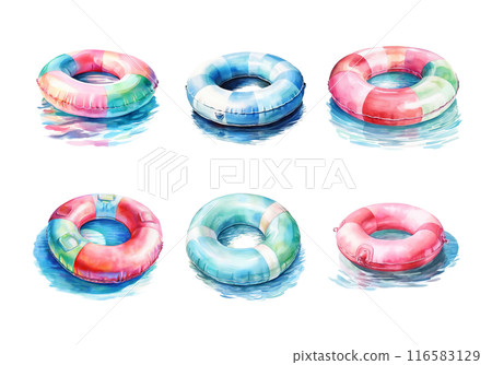 Pool Float, Summer Illustration. Watercolor Style. 116583129