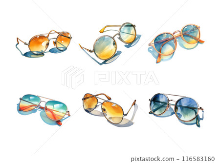 Sunglasses, Summer Illustration. Watercolor Style. 116583160
