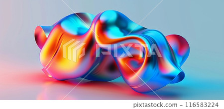 colorful holographic abstract 3d shape on light background colorful holographic abstract 3d shape on light background 116583224