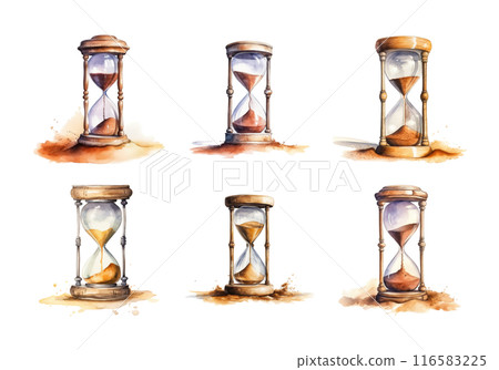 Cute watercolor painting style illustration of Hourglass, isolated on white background 116583225