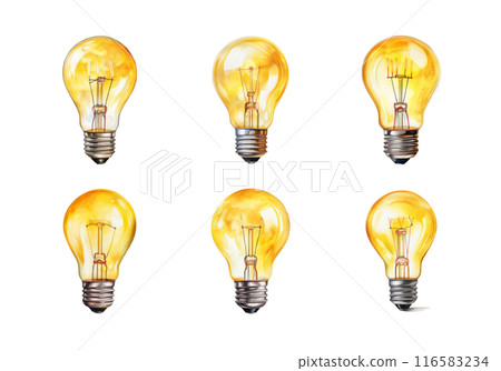 Cute watercolor painting style illustration of Light Bulb, isolated on white background Cute watercolor painting style illustration of Light Bulb, isolated on white background 116583234