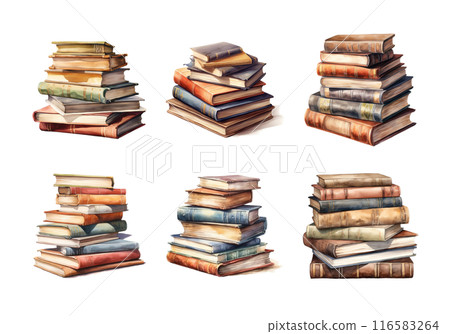 Pile of Book, back to school Illustration. Watercolor Style 116583264