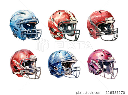 Cute watercolor painting style illustration of Rugby Helmet, isolated on white background 116583270