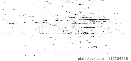 Black grunge wood texture. Grainy wooden overlay background. Distressed bark surface with dust, sand, particles, specks, speckles. Rough dirty stamp backdrop of floor, fence, wall, tile. Vector 116584236