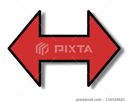 Red arrow pointing both ways (with line and shadow) 116584681