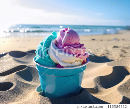 沙灘上的冰淇淋 沙灘上的冰淇淋 116584812