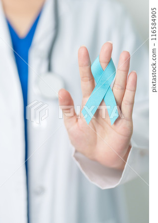 Blue November Prostate Cancer Awareness month, Doctor with Blue Ribbon in hospital for support people life and illness. Healthcare, International men, Father, Diabetes and World cancer day Blue November Prostate Cancer Awareness month, Doctor with Blue Ribbon in hospital for support people life and illness. Healthcare, International men, Father, Diabetes and World cancer day 116584905