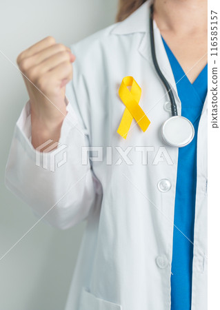 Yellow September, Suicide prevention day, Childhood, Sarcoma, bone and bladder cancer Awareness month, Yellow Ribbon for supporting people life and illness. Healthcare and World cancer day concept 116585157