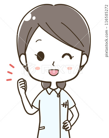 一位年輕女護士興奮的上半身插圖 一位年輕女護士興奮的上半身插圖 116585272