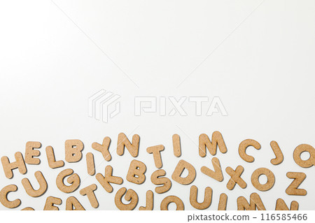 Alphabet from three-dimensional letters, top view. Alphabet from three-dimensional letters, top view. 116585466