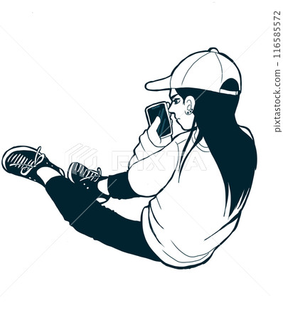 Girl sitting backwards Girl sitting backwards 116585572